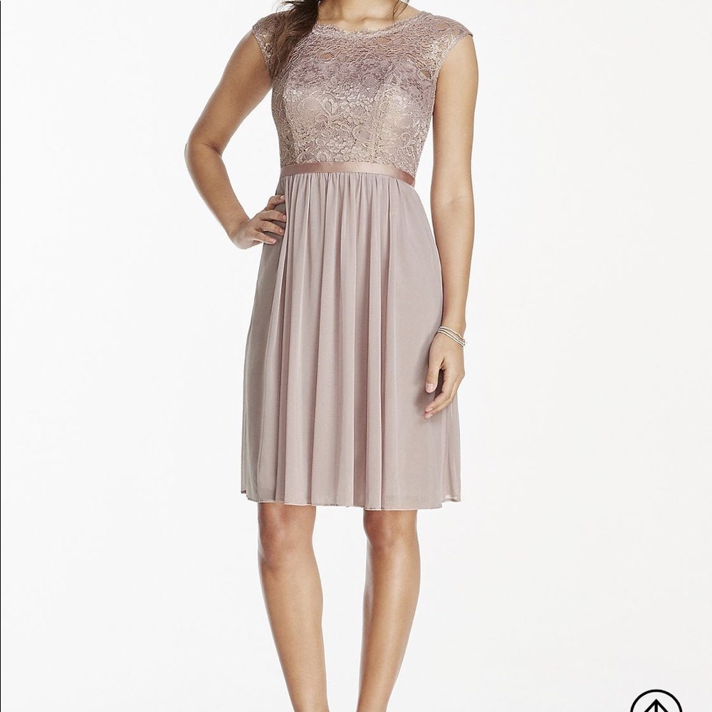 David’s Bridal Rose Gold Metallic Dress